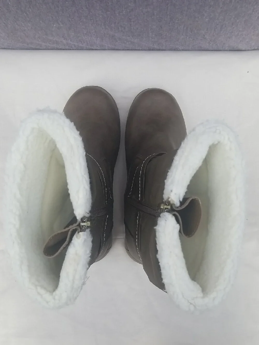 totes Taupe Winter Boots with White Faux-Shearling Cuff